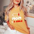 Mom Of 2 Girls 2 Daughters Mommy Of Two Girls Mother Women's Oversized Comfort T-Shirt Mustard