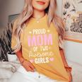 Mom Of 2 Girls Two Daughters Mother's Day Women's Oversized Comfort T-Shirt Mustard