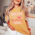 Mom Of The Birthday Girl Cute Pink Matching Family Party Women's Oversized Comfort T-Shirt Mustard