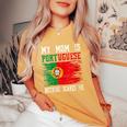My Mom Is Portuguese Nothing Scares Me Vintage Portugal Flag Women's Oversized Comfort T-Shirt Mustard