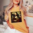 Mona Lisa Leonardo Da Vinci Cat Lady Cat Mom Cat Lover Women's Oversized Comfort T-Shirt Mustard