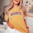 Nazareth College Retro Women Women's Oversized Comfort T-Shirt Mustard