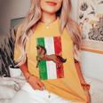 Patriotic Horse Italian Flag Equestrian Horseback Riding Women's Oversized Comfort T-Shirt Mustard