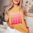 Personalized Name Nicki I Love Nicki Pink Vintage Women's Oversized Comfort T-Shirt Mustard