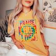 Praise The Lord Christian Faith Tie Dye Cute Christianity Women's Oversized Comfort T-Shirt Mustard