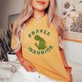 Prayer Warrior Camo Faith God As Silhouette Women's Oversized Comfort T-Shirt Mustard