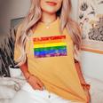 Pride Rainbow Flag Lgbt Gay Lesbian Vintage Women's Oversized Comfort T-Shirt Mustard