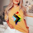 Progress Pride Rainbow Flag For Inclusivity Women's Oversized Comfort T-Shirt Mustard