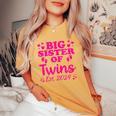 Promoted To Big Sister Of Twins Est 2024 Baby Announcement Women's Oversized Comfort T-Shirt Mustard