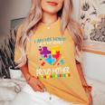 Pround Autism Mom Heart Mother Puzzle Piece Autism Awareness Women's Oversized Comfort T-Shirt Mustard