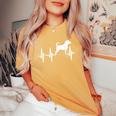 Puggle Heartbeat Dog Mom Dad Pet Women's Oversized Comfort T-Shirt Mustard