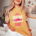 Queens Are Named Enid Pink Flower Custom Name B-Day Women's Oversized Comfort T-Shirt Mustard