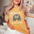 Raccoon Mentally Sick Physically Thick Meme Women Women's Oversized Comfort T-Shirt Mustard