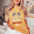 Race Car Sister Of The Birthday Boy Racing Family Pit Crew Women's Oversized Comfort T-Shirt Mustard