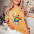 Rainbow Turtle Be Happy In Your Own Shell Autism Awareness Women's Oversized Comfort T-Shirt Mustard