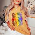 Rainbow Wildflowers Field Flowers Lgbtq Month Pride Month Women's Oversized Comfort T-Shirt Mustard