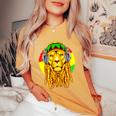 Rastafarian Lion Leo Horoscope Zodiac Sign Rasta Women Women's Oversized Comfort T-Shirt Mustard