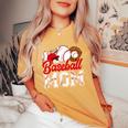 Retro Baseball Mom Mama Baseball Life Softball Life Game Day Women's Oversized Comfort T-Shirt Mustard