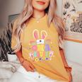 Retro Groovy Cna Squad Bunny Ear Flower Easter Women's Oversized Comfort T-Shirt Mustard