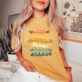 Retro Groovy Save Bees Rescue Animals Recycle Earth Day 2024 Women's Oversized Comfort T-Shirt Mustard