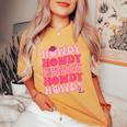 Retro Howdy Western Girl Country Rodeo Pink Cowgirl Groovy Women's Oversized Comfort T-Shirt Mustard