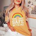 You Are Safe With Me Straight Ally Lgbtqia Rainbow Pride Women's Oversized Comfort T-Shirt Mustard