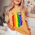 San Diego Lgbt Pride Month Lgbtq Rainbow Flag Women's Oversized Comfort T-Shirt Mustard