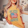 She Loves Jesus And America Too Fourth Of July Women Women's Oversized Comfort T-Shirt Mustard