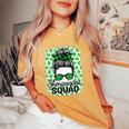 Shenanigans Squad St Patrick's Day Girls Messy Bun Women's Oversized Comfort T-Shirt Mustard
