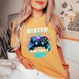 Sister Of The Birthday Boy Matching Video Game Birthday Women's Oversized Comfort T-Shirt Mustard