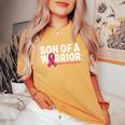 Son Of A Warrior Breast Cancer Awareness Pink Ribbon Mom Women's Oversized Comfort T-Shirt Mustard