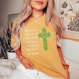 St Patrick's Prayer Irish Green Christian Cross Women's Oversized Comfort T-Shirt Mustard