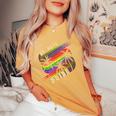 St Pete Pride Gay Pride Lgbtq Rainbow Palm Trees Women's Oversized Comfort T-Shirt Mustard
