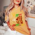 Stepping Into Junenth Like My Ancestors Black Girls Women's Oversized Comfort T-Shirt Mustard