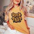 Test Day Rock The Test Motivational Teacher Student Testing Women's Oversized Comfort T-Shirt Mustard