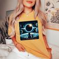 Total Solar Eclipse 2024 Girl Cat Eclipse Women's Oversized Comfort T-Shirt Mustard