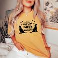 Never Underestimate An Old Lady Who Loves Dogs Born August Women's Oversized Comfort T-Shirt Mustard