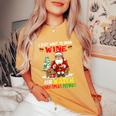 Vintage Drink Wine And Watch Xmas Movies Santa Drinker Women's Oversized Comfort T-Shirt Mustard