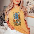 Vintage Floral Aesthetics And Streetwear Flair Women's Oversized Comfort T-Shirt Mustard