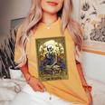 Vintage Floral Tarot Card The Reader Reading Skeleton Nerd Women's Oversized Comfort T-Shirt Mustard