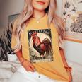 Vintage Gockel Elegant Rooster Bird Chicken Farmer Rooster Women's Oversized Comfort T-Shirt Mustard