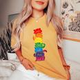Vintage Lgbt Cat Stack Rainbow Gay Pride For Cat Lover Women's Oversized Comfort T-Shirt Mustard