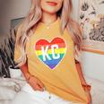 Vintage Rainbow Heart Kc Women's Oversized Comfort T-Shirt Mustard