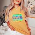 Vintage Rainbow Hippie Cute Cheshire Cat Head Kitty T Women's Oversized Comfort T-Shirt Mustard