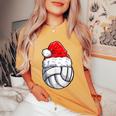 Volleyball Ball Christmas Santa Hat Xmas Sport Women Women's Oversized Comfort T-Shirt Mustard
