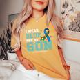 I Wear Blue For My Son Autism Awareness Month Mom Dad Women's Oversized Comfort T-Shirt Mustard