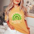 I Wear Green For Mental Health Awareness Month Rainbow Women's Oversized Comfort T-Shirt Mustard