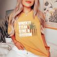 Whiskey Steak Guns & Freedom Patriotic Flag Women's Oversized Comfort T-Shirt Mustard