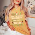 Xmas Wonderful Time For A Beer Ugly Christmas Sweaters Women's Oversized Comfort T-Shirt Mustard