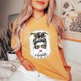 Bleached Gigi Life Messy Hair Bun Leopard Print Women Women's Oversized Comfort T-Shirt Yam